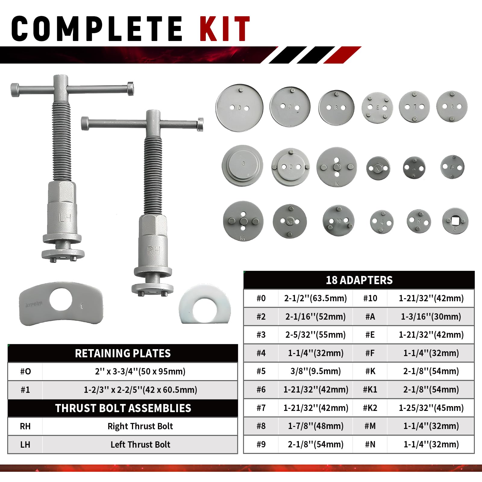 ATPEAM 25-Piece Universal Brake Caliper Compression Tool Kit - Professional Brake Caliper Compressor & Adjusting Tools for Cars, Trucks, SUVs - Perfect for DIY Brake Pad Replacement & Maintenance