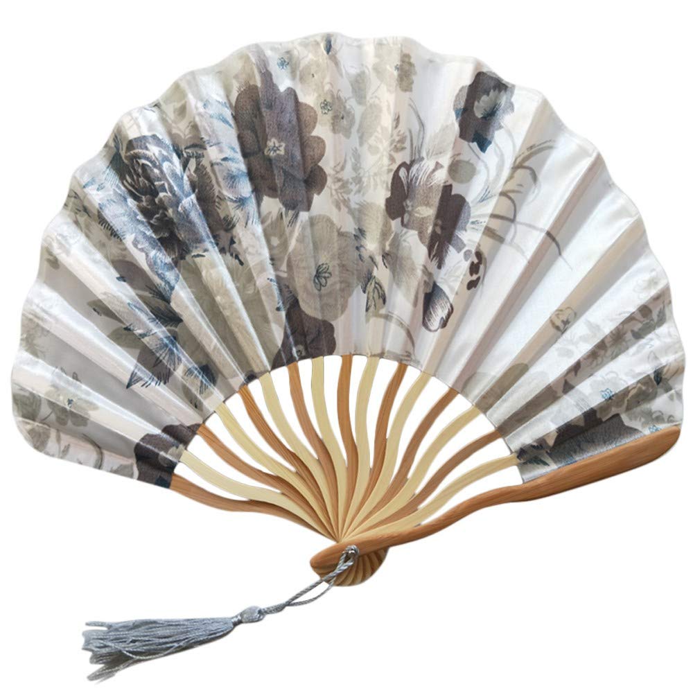 iCODOD Chinese Style Hand Held Fan - Traditional Bamboo Paper Folding Fan with Floral Print for Dance, Wedding, Party & Summer Outdoor Use - Elegant Asian Decor & Cooling Accessory