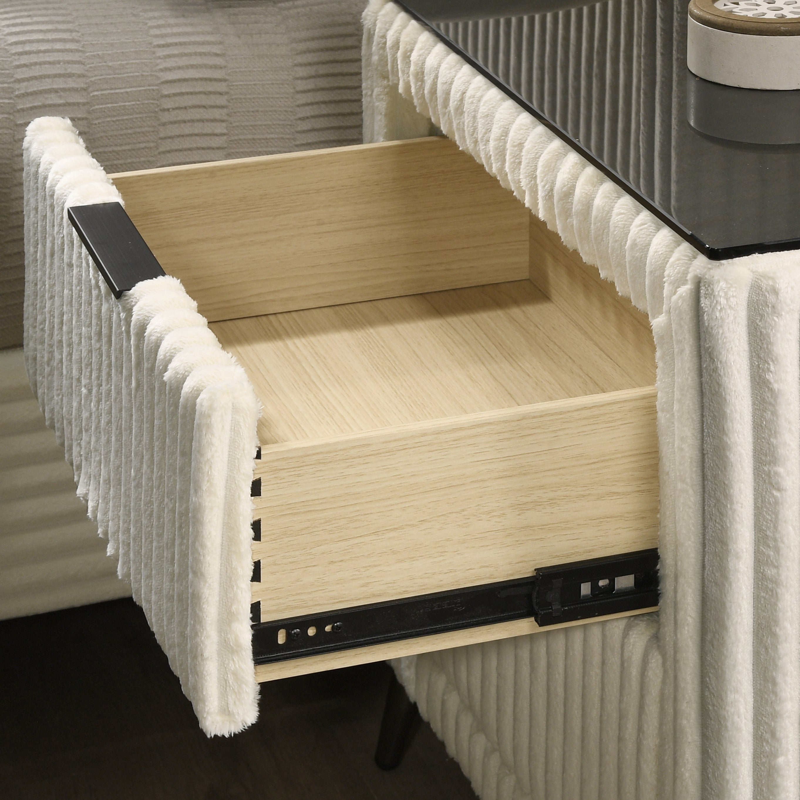 Roundhill Furniture Mavela Wide Wale Corduroy Upholstered Nightstand - Stylish Bedside Table for Bedroom Decor, Small Storage Cabinet with Drawer - Perfect for Modern, Farmhouse & Cozy Home Interiors