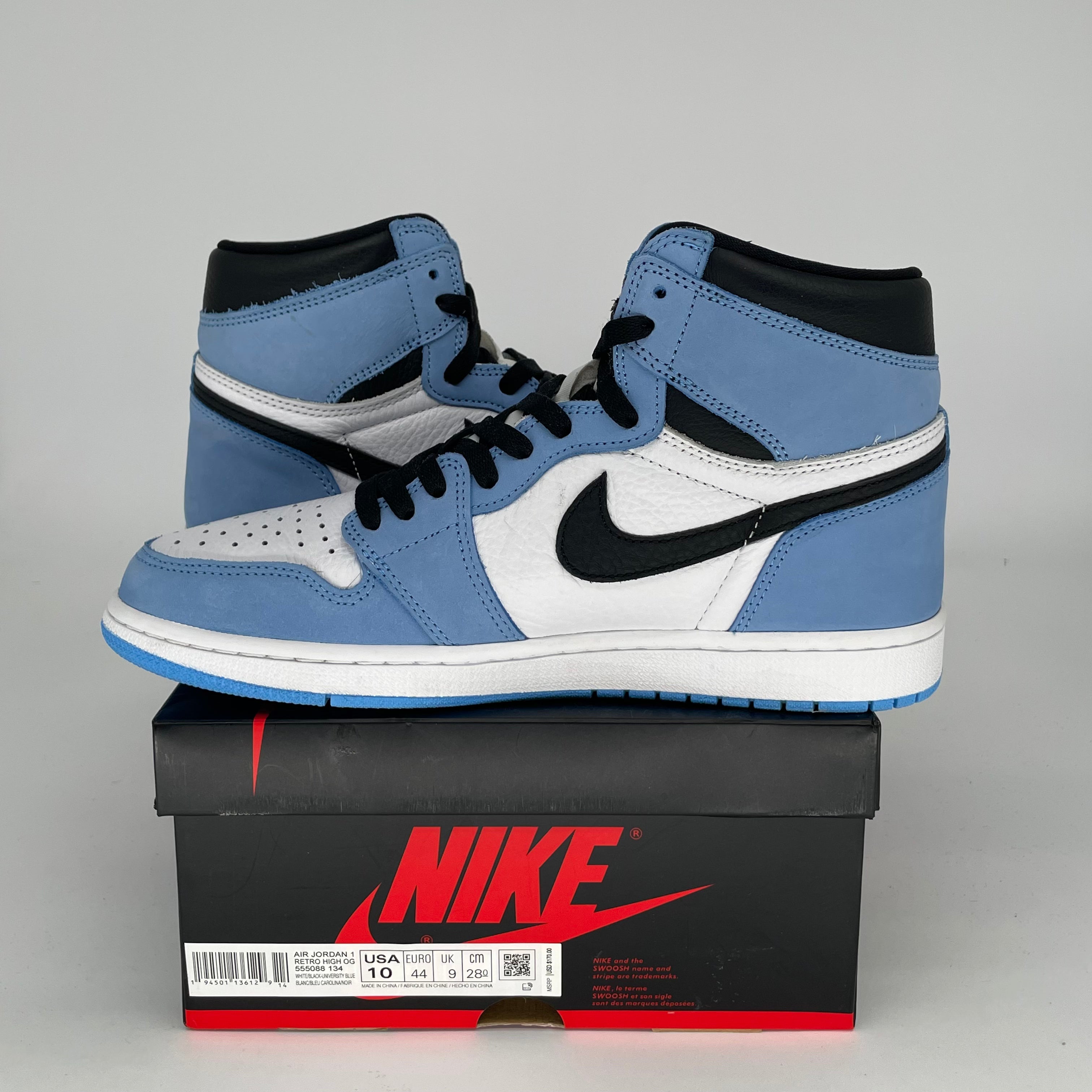 AIR JORDAN 1 UNIVERSITY BLUE Sneakers - Men's Size 10 & Women's Size 11.5 - Style Code 555088-134 - Perfect for Basketball, Streetwear & Sneaker Collection