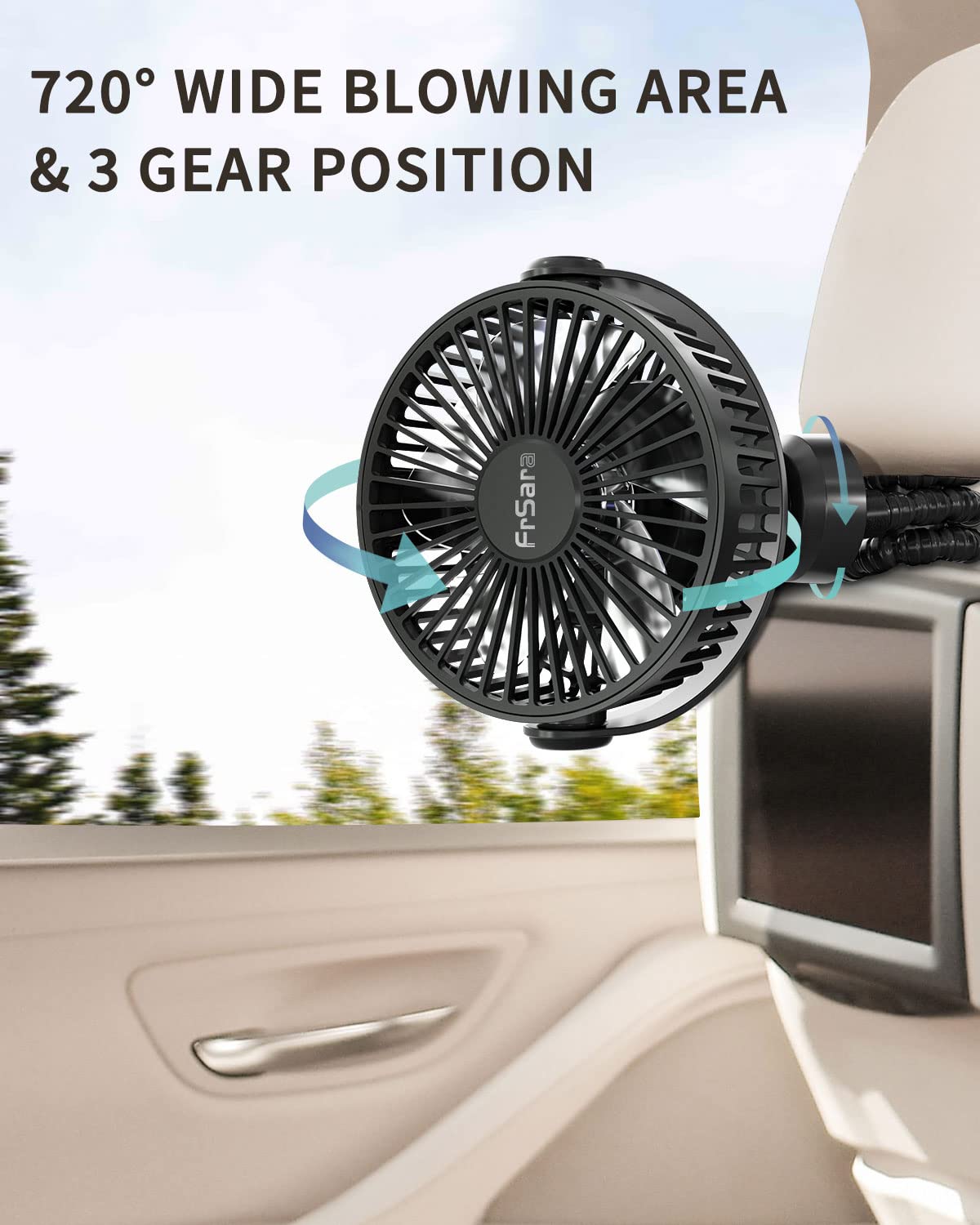Portable Baby Stroller Fan with 4000mAh Battery - 3-Speed Adjustable, Quiet & Safe Clip-On Fan for Strollers, Car Seats, Desks, Bicycles & Camping - Perfect for Travel, Outdoor Activities & Nursery Use