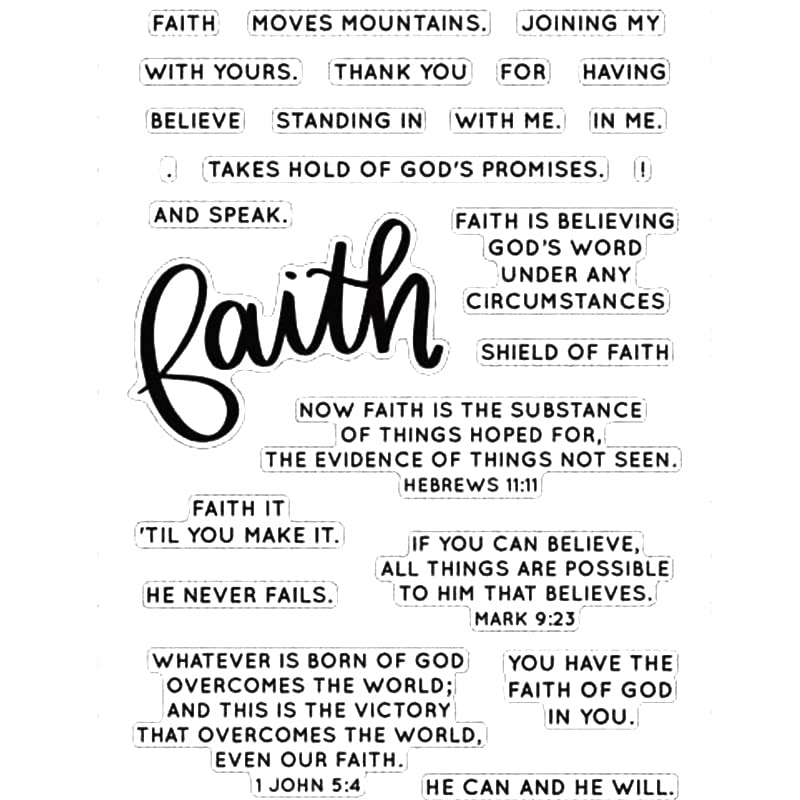 Faith Words Clear Silicone Stamp Set for DIY Scrapbooking, Greeting Cards & Photo Albums - Wedding, Birthday, Holiday Decorations (Veterans Day, Columbus Day) - Perfect for Crafting, Journaling & Handmade Card Making