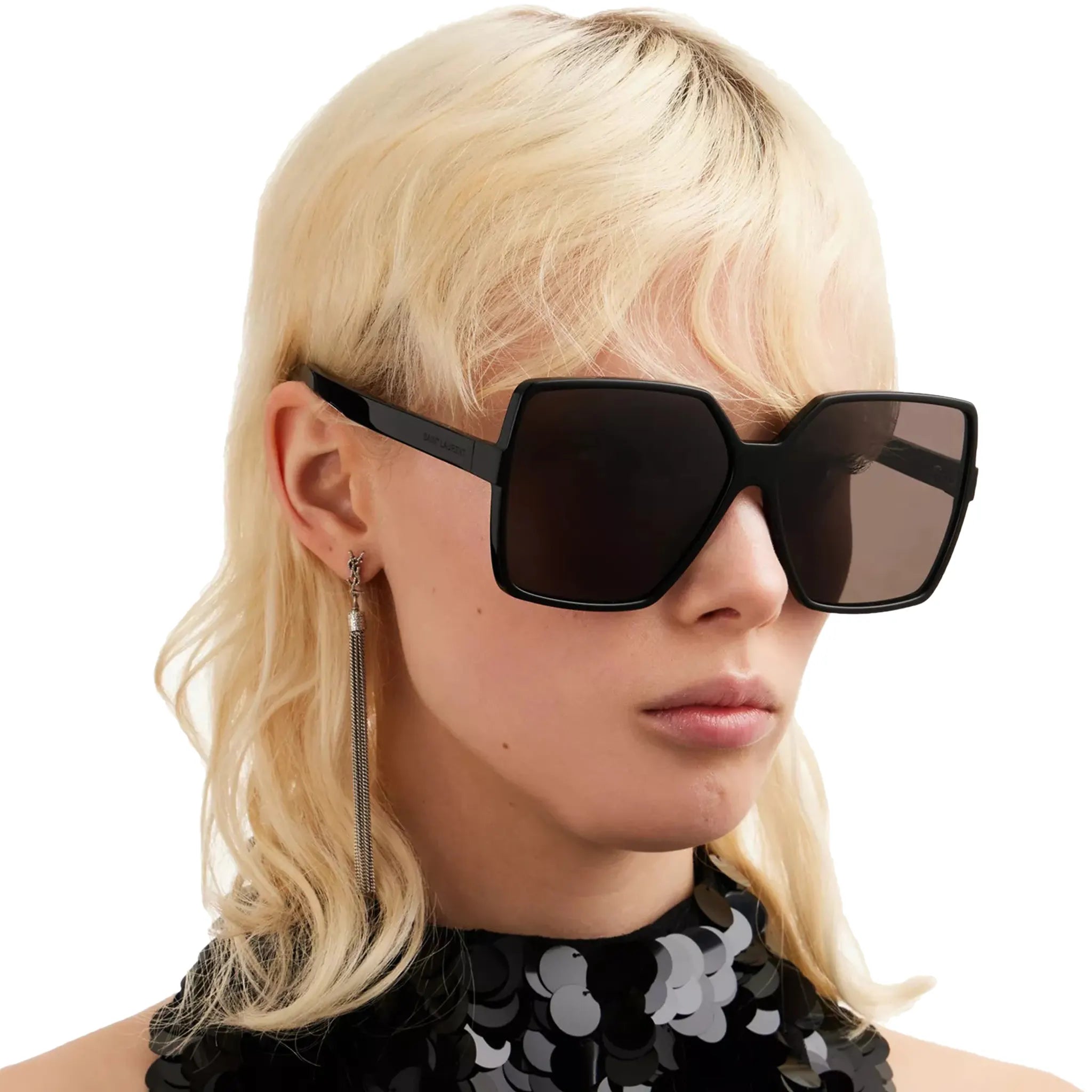 Saint Laurent SL 232 001 Betty Black Sunglasses for Women - Luxury Designer Shades with UV Protection - Perfect for Beach, Driving & Fashion Outfits