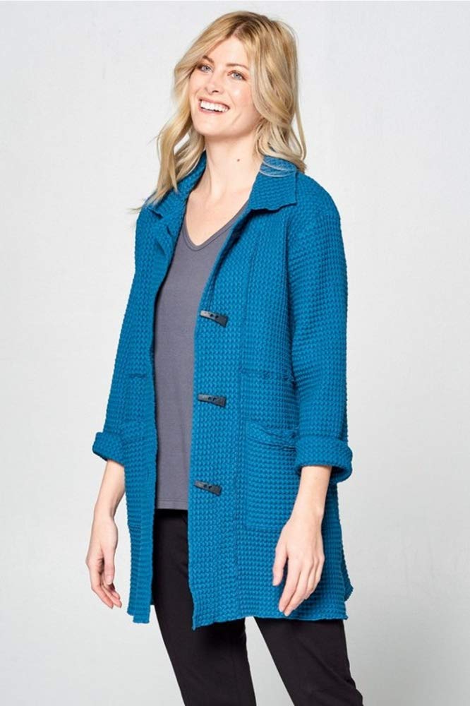 Women's Lightweight Cotton Waffle Knit Jacket - All Season Casual Cardigan for Spring, Fall & Layering | Cozy Lounge Wear & Outdoor Cover-Up