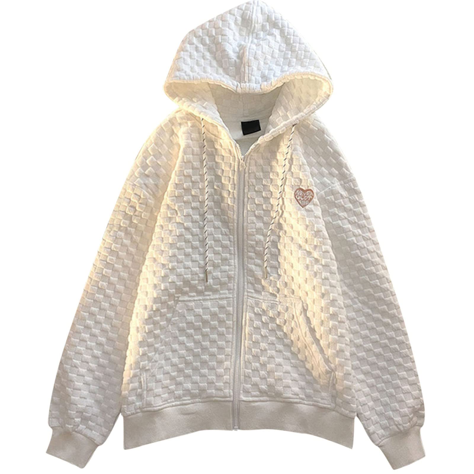 Women's Casual Zip-Up Hoodie with Letter Embroidery - Long Sleeve Fleece Sweatshirt Jacket for Everyday Wear, Street Style & Lounge Outfits