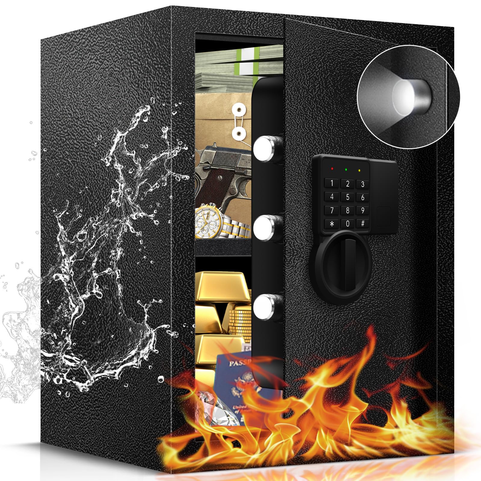 2.2 Cu Ft Steel Electronic Digital Safe Box for Home & Office - Secure Money, Jewelry, Valuables & Documents with Sensor Light, Removable Shelf & Mute Function | Perfect for Bedroom, Closet or Business Security Storage