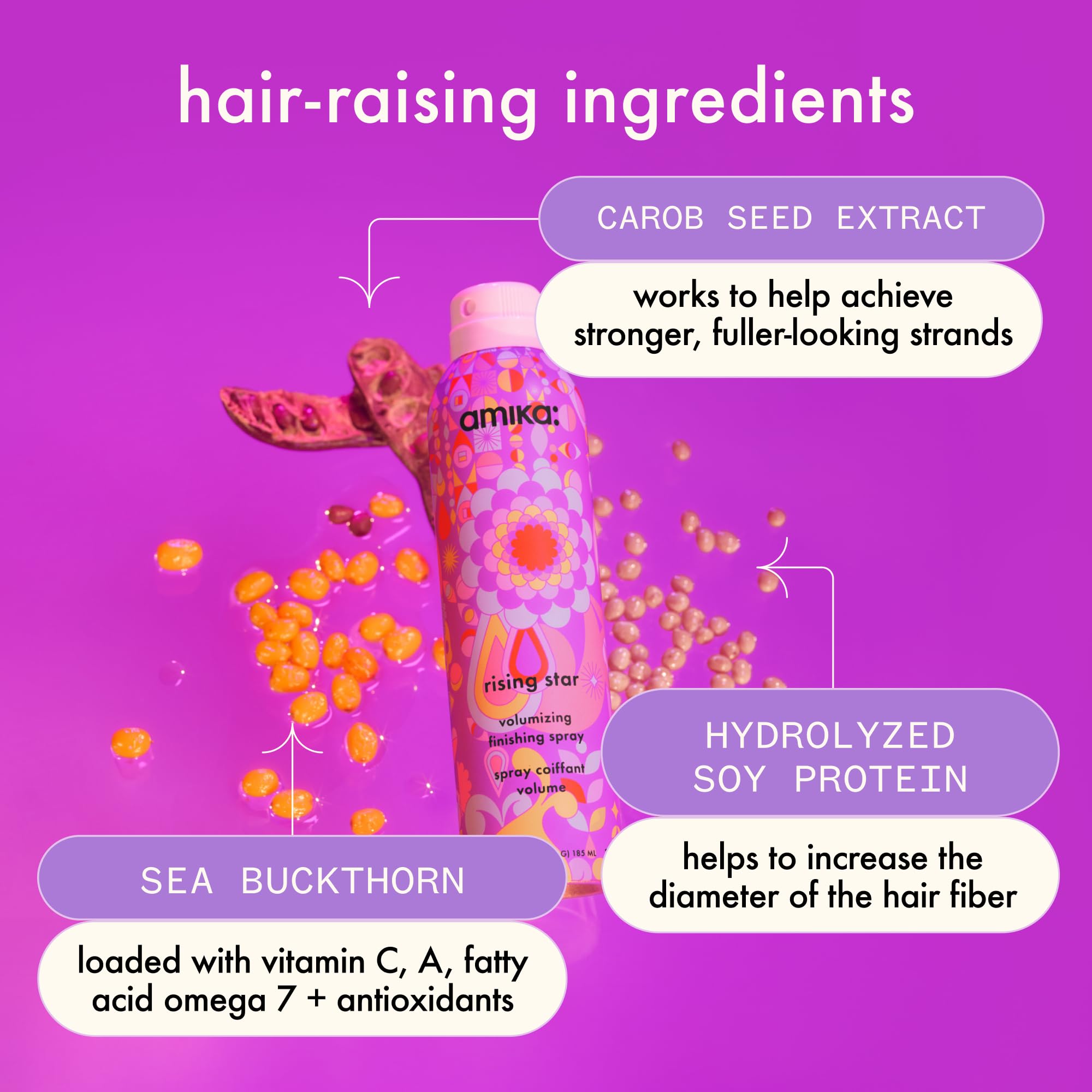 Amika Rising Star Volumizing Finishing Hair Spray for Fine & Flat Hair - Lightweight Hold & Shine for Everyday Styling & Special Occasions