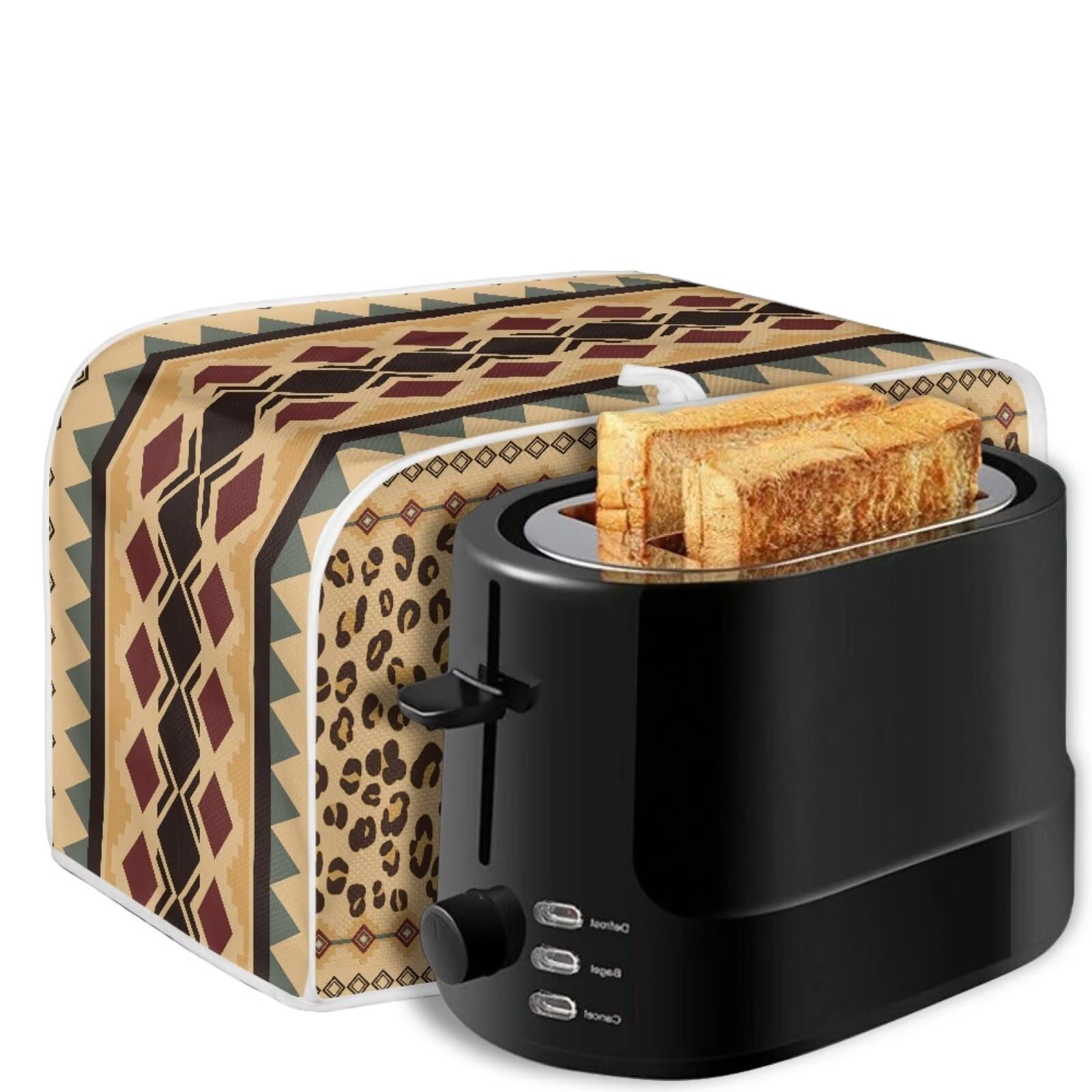 Stylish Hamster Print Bread Maker Cover & Aztec Leopard Microwave Cover - Dustproof Kitchen Appliance Protector for 2-Slice Toasters (Brown) | Perfect for Small Kitchen Countertop Organization & Pet-Friendly Homes