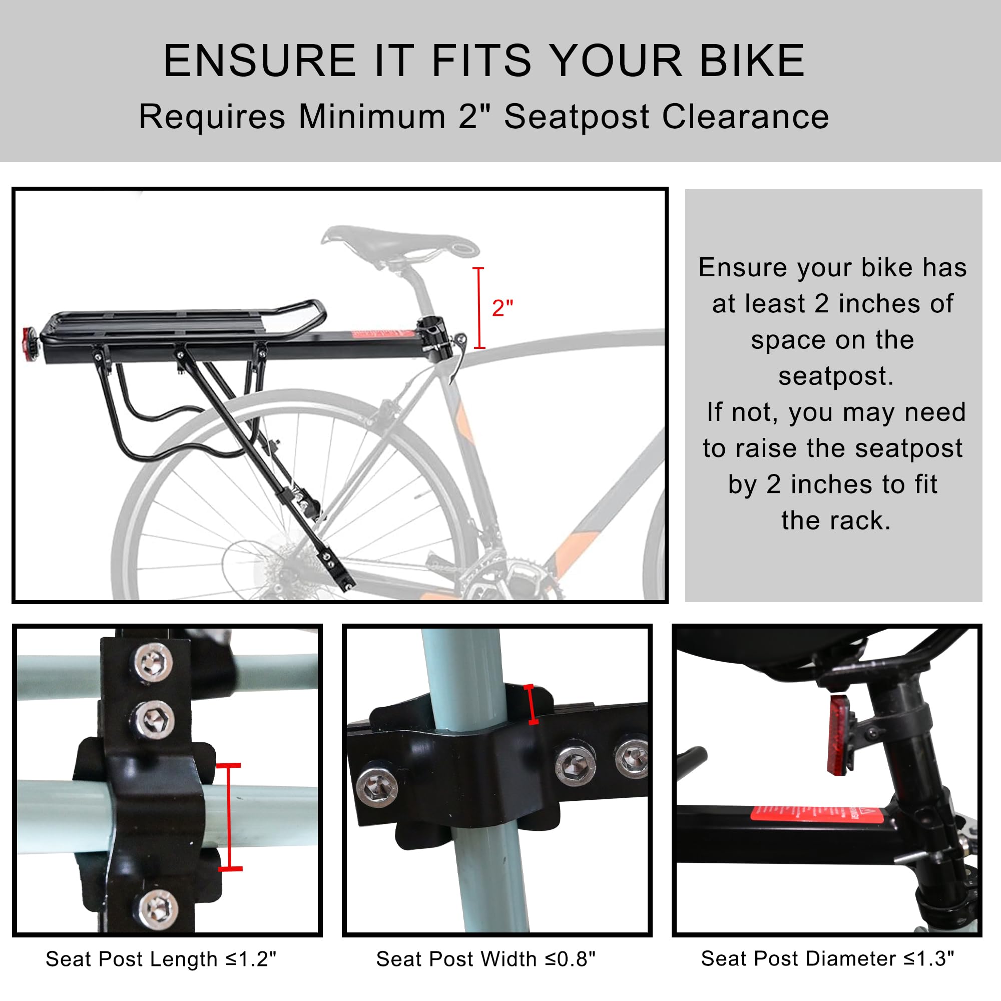 Aluminum Alloy Rear Bike Rack - Quick Release Cargo Carrier for Bicycle Back | Perfect for Commuting, Grocery Shopping & Outdoor Adventures