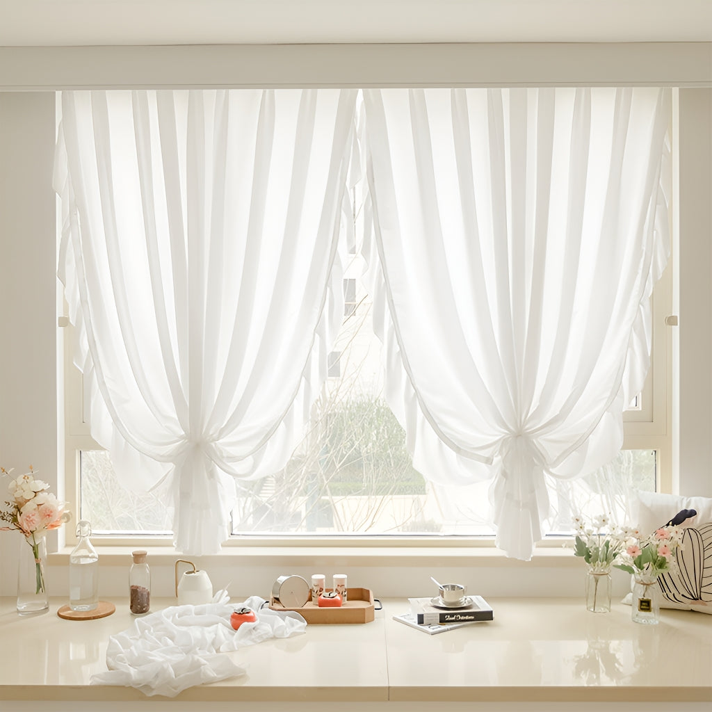 Pearl Ivory Light Filtering Custom Grommet Curtains - Elegant Window Treatment for Living Room & Bedroom