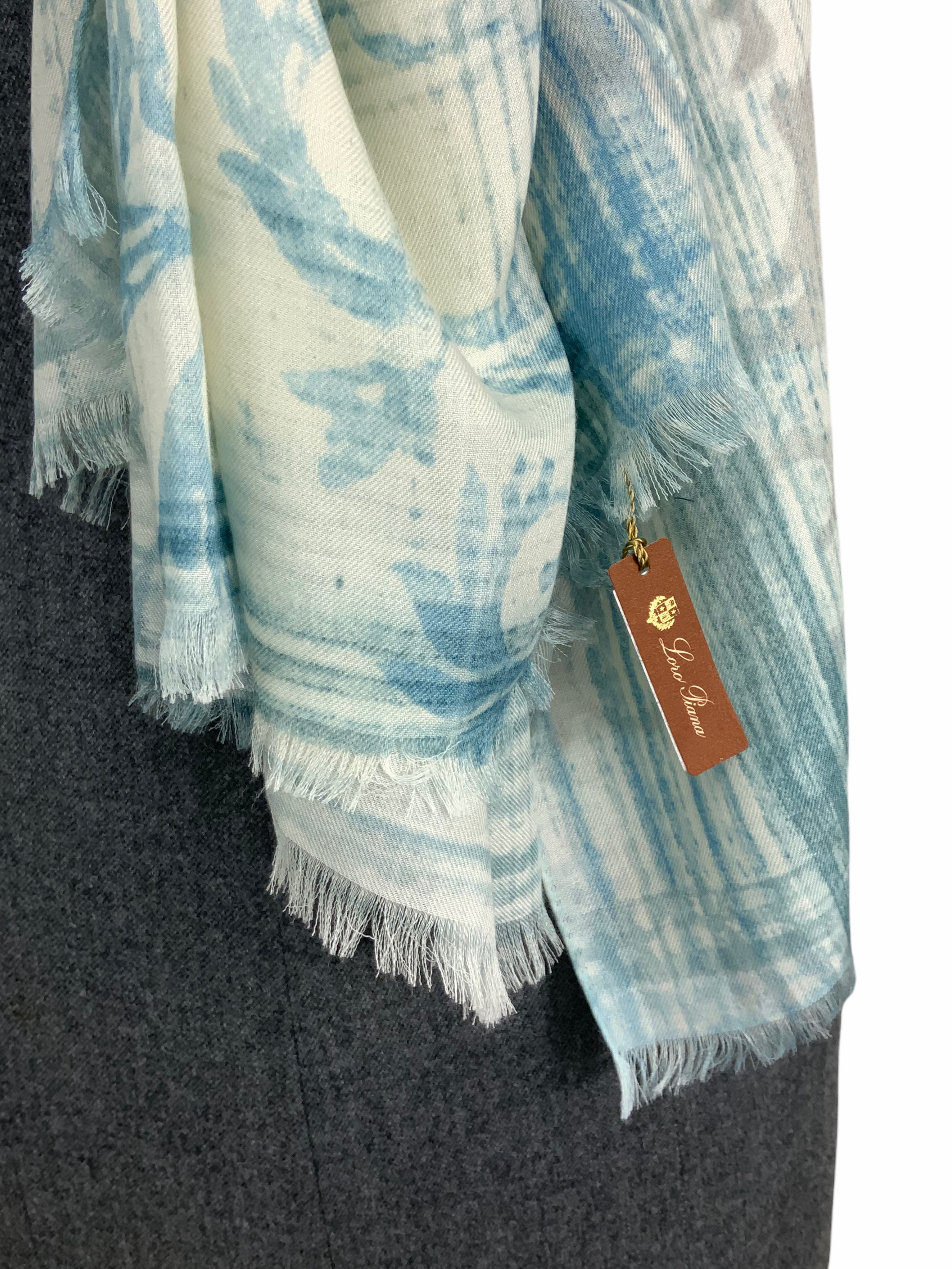 Loro Piana Floral Print Cashmere Shawl Scarf - 100% Pure Cashmere Wrap, Luxury Womens Fashion Accessory for Fall Winter, Perfect for Parties, Weddings & Office Wear