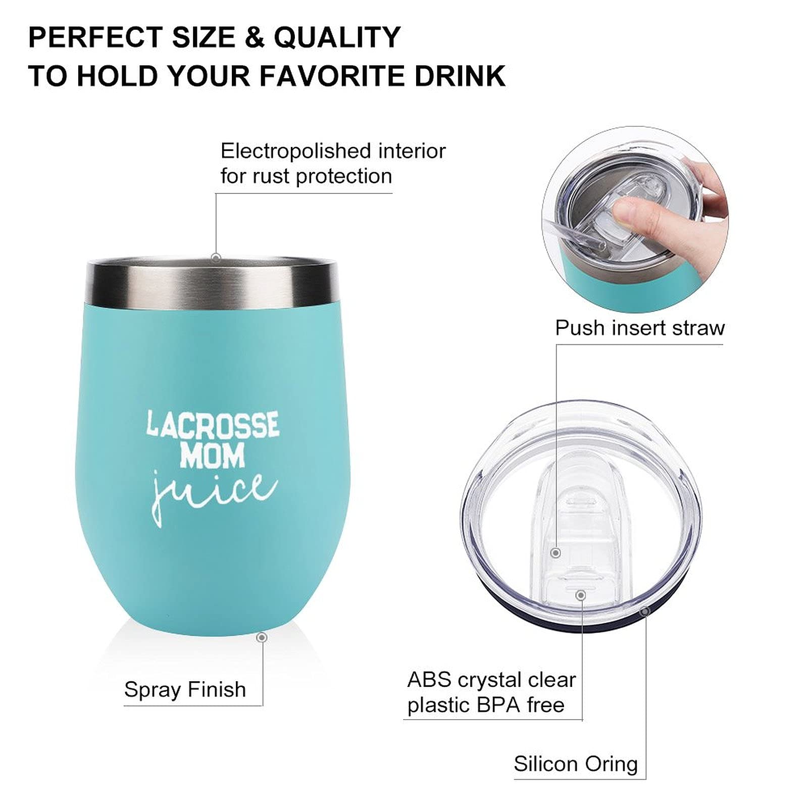 Funny Lacrosse Mom Coffee Mug - 12oz Insulated Tumbler with Lid - Perfect Lacrosse Mom Birthday Gift for Women & Men - Great for Games, Practice & Team Events