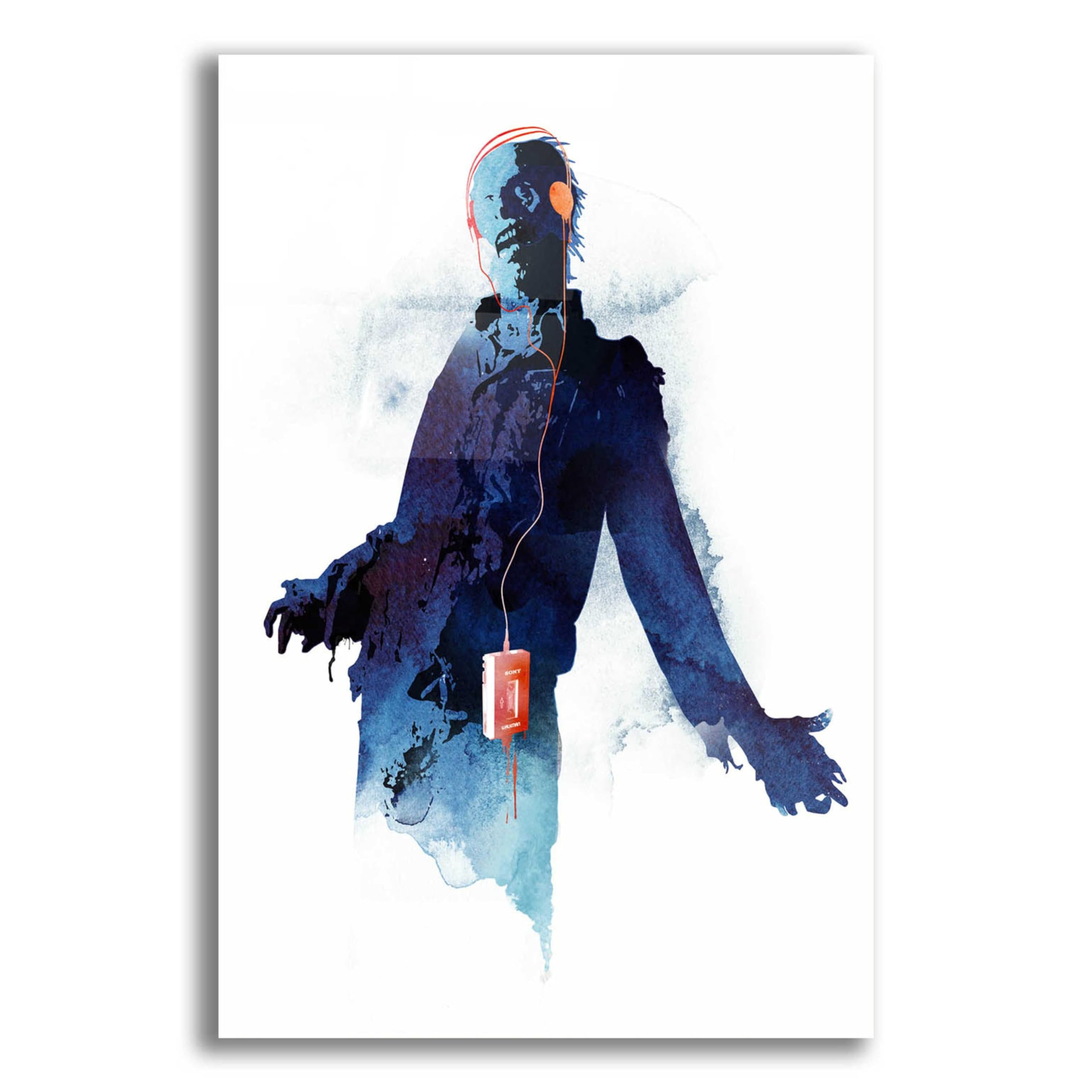 Epic Art 'Walkman Dead' by Robert Farkas - 16x24 Inch Acrylic Glass Wall Art Painting - Modern Pop Art Decor for Living Room, Bedroom & Office