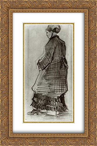 Vincent van Gogh Museum Art Print - Woman With Hat, Coat & Pleased Dress in 16x24 Gold Ornate Frame with Double Matting | Wall Decor for Living Room, Bedroom & Office