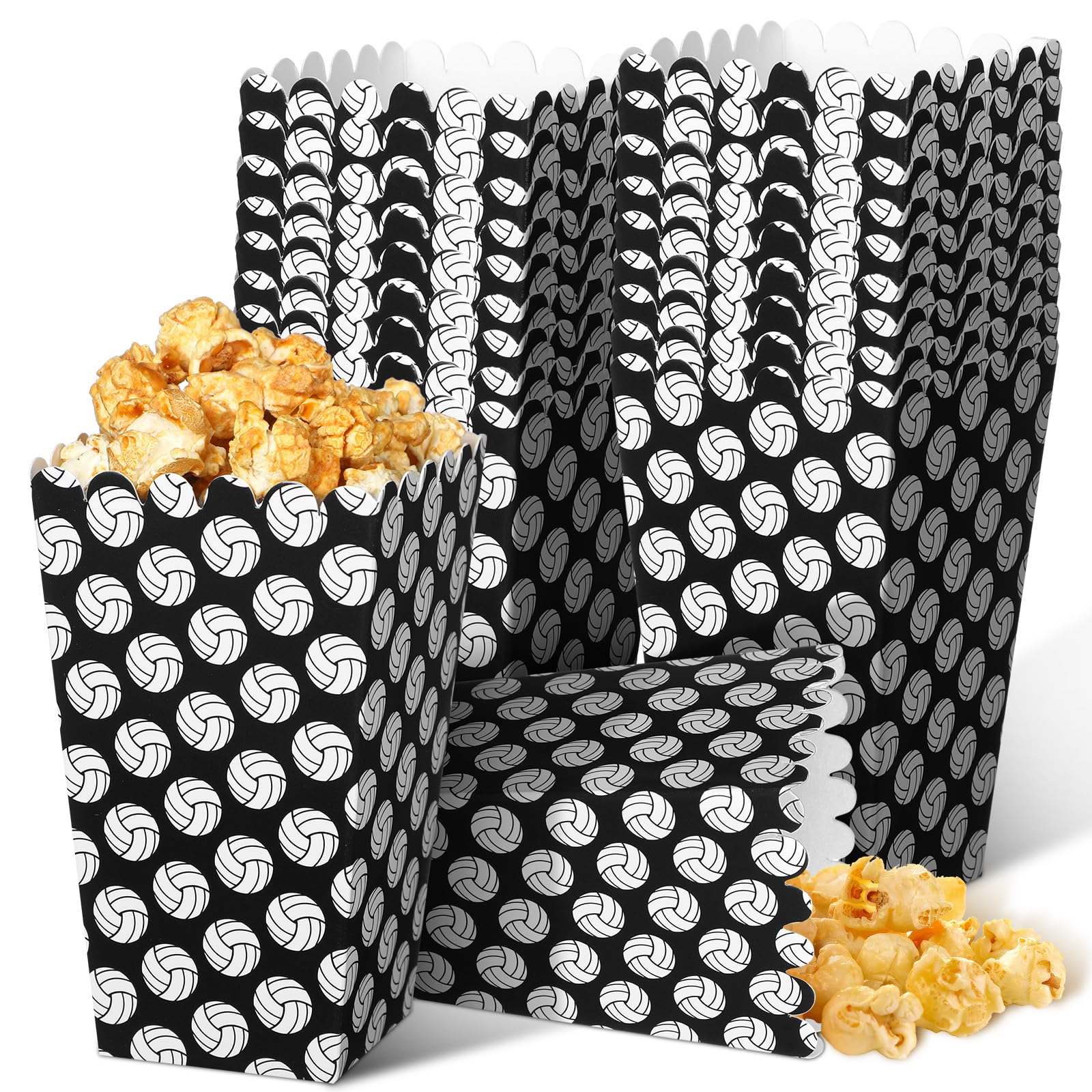 24 Pcs Volleyball Popcorn Boxes - Funtery Party Popcorn Bags & Buckets for Sports Events, Movie Nights, Birthday Parties - Perfect for Game Day Snacks, Theater Concessions & Party Favors