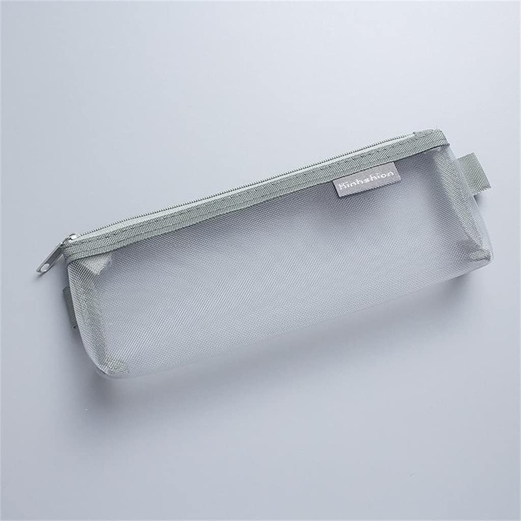 RENSLAT Transparent Mesh Pencil Case - Small Gray Nylon Pen Holder for School, Office & Travel - Perfect for Students, Teachers & Professionals Organizing Pens, Pencils & Art Supplies