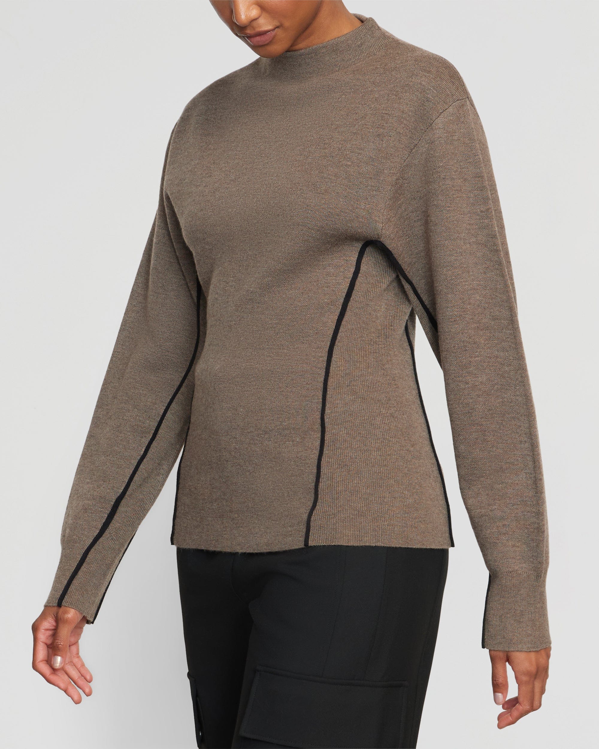 Clarice Contrast Piping Sweater for Women - Stylish Knit Pullover with Unique Trim Details | Perfect for Office Wear & Casual Outfits
