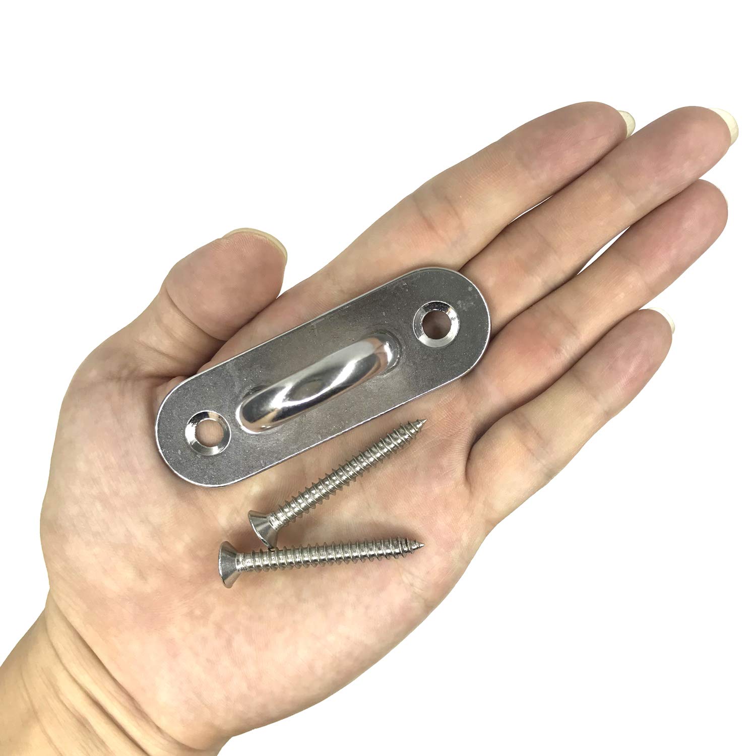 4Pcs 304 Stainless Steel Pad Eye Hooks - 3.15 Inch Heavy Duty Ceiling Hook Screw Eyes for Plant Hangers, Coastal Hardware with 5 x 45mm Screws - Perfect for Hanging Plants, Lights, and Outdoor Decor