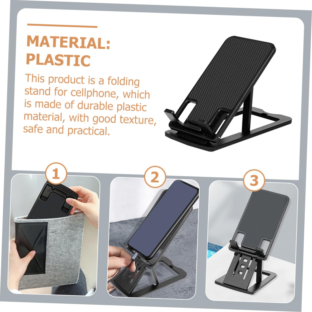 Foldable Portable Phone Stand - Adjustable & Sturdy Holder for Streaming, Watching Movies - Perfect for Desk, Bed, Travel & Video Calls