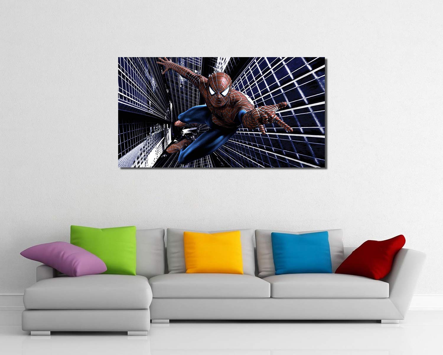 Spider-Man Framed Canvas Wall Art - 36x20 Inch Marvel Superhero Movie Poster Print for Home & Office Decor | Perfect for Living Room, Bedroom, or Man Cave