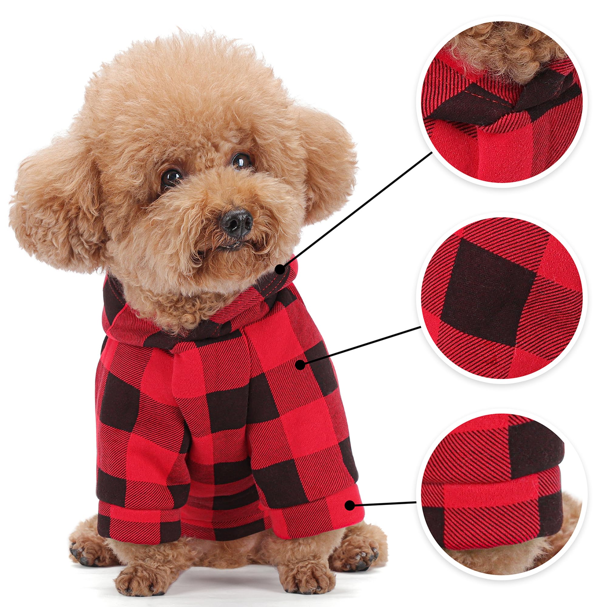 Premium Plaid Dog Hoodie - Soft Polycotton Fabric with Back Pocket & Leash Hole | Cozy Dog Sweatshirt for Small, Medium & Large Dogs | Trendy & Functional Pet Apparel for Winter Walks, Outdoor Adventures & Photo Shoots (Blue, Size M)