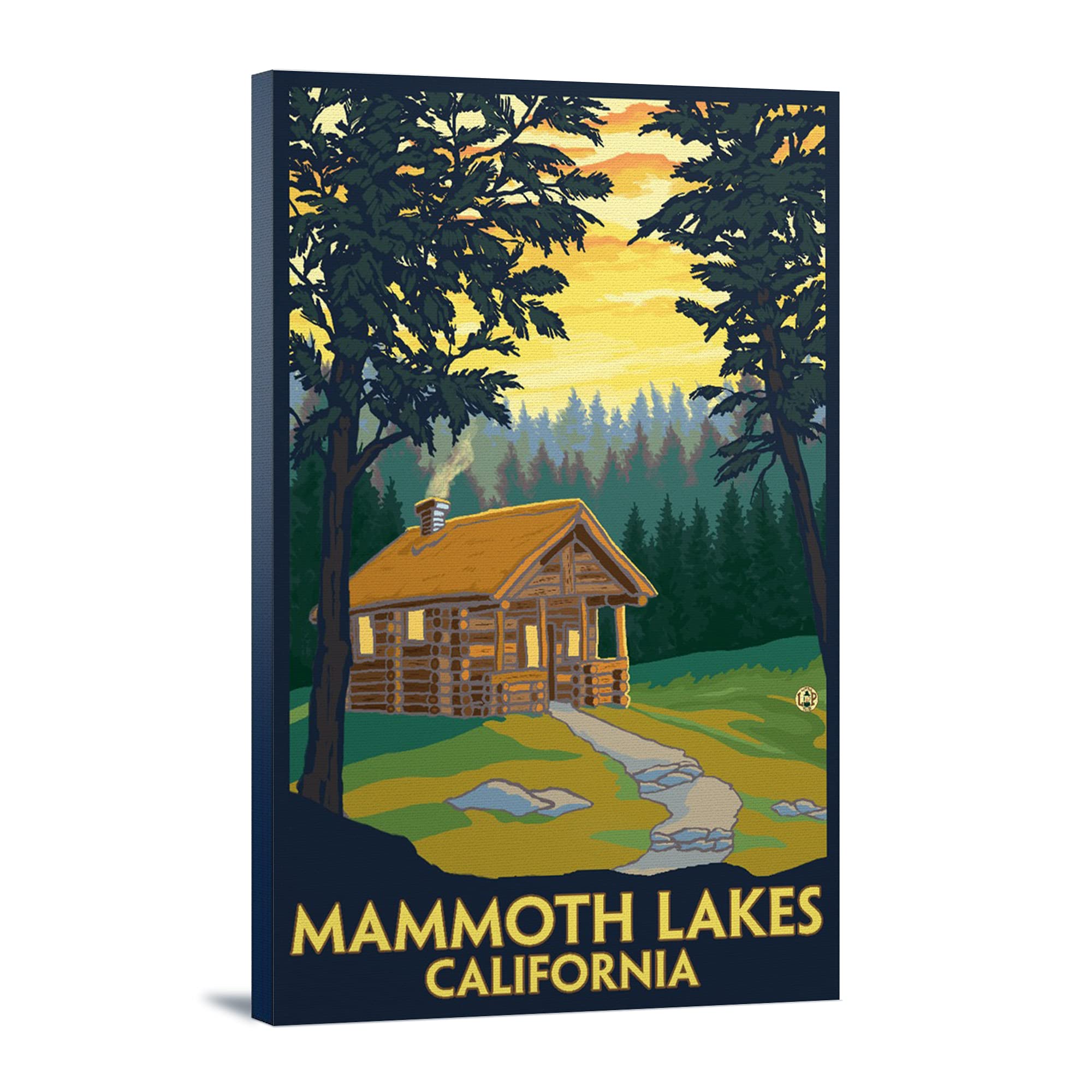 Mammoth Mountain California Cabin in the Woods - 16x24 Wrapped Canvas Wall Art for Living Room, Bedroom & Office Decor | Nature Landscape Painting | Ready to Hang