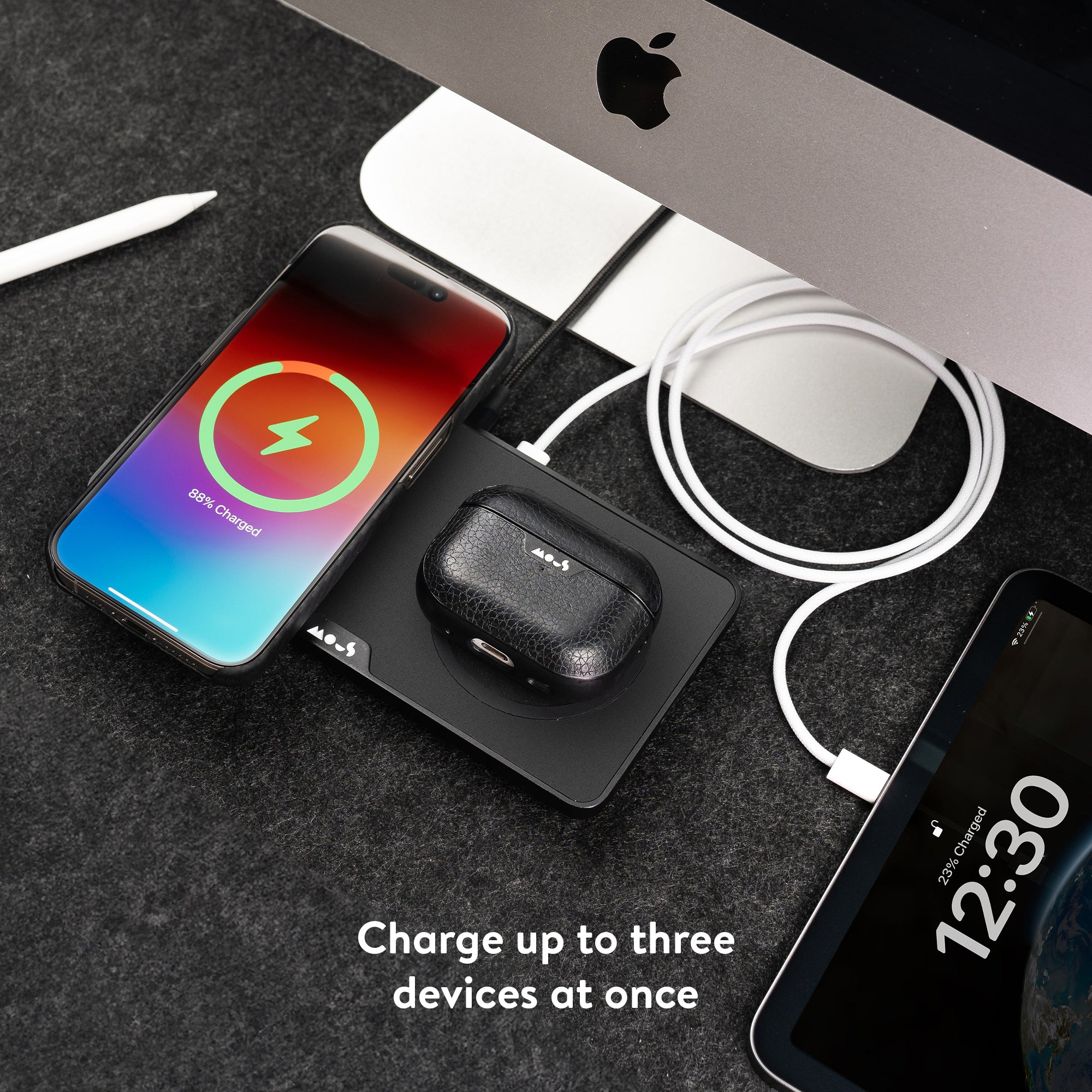 Fast Wireless Charging Station with Qi2 Technology - Matte Black Multi-Device Charger for iPhone 15/14/13, Samsung Galaxy S23/S22, AirPods - Perfect for Home, Office & Travel
