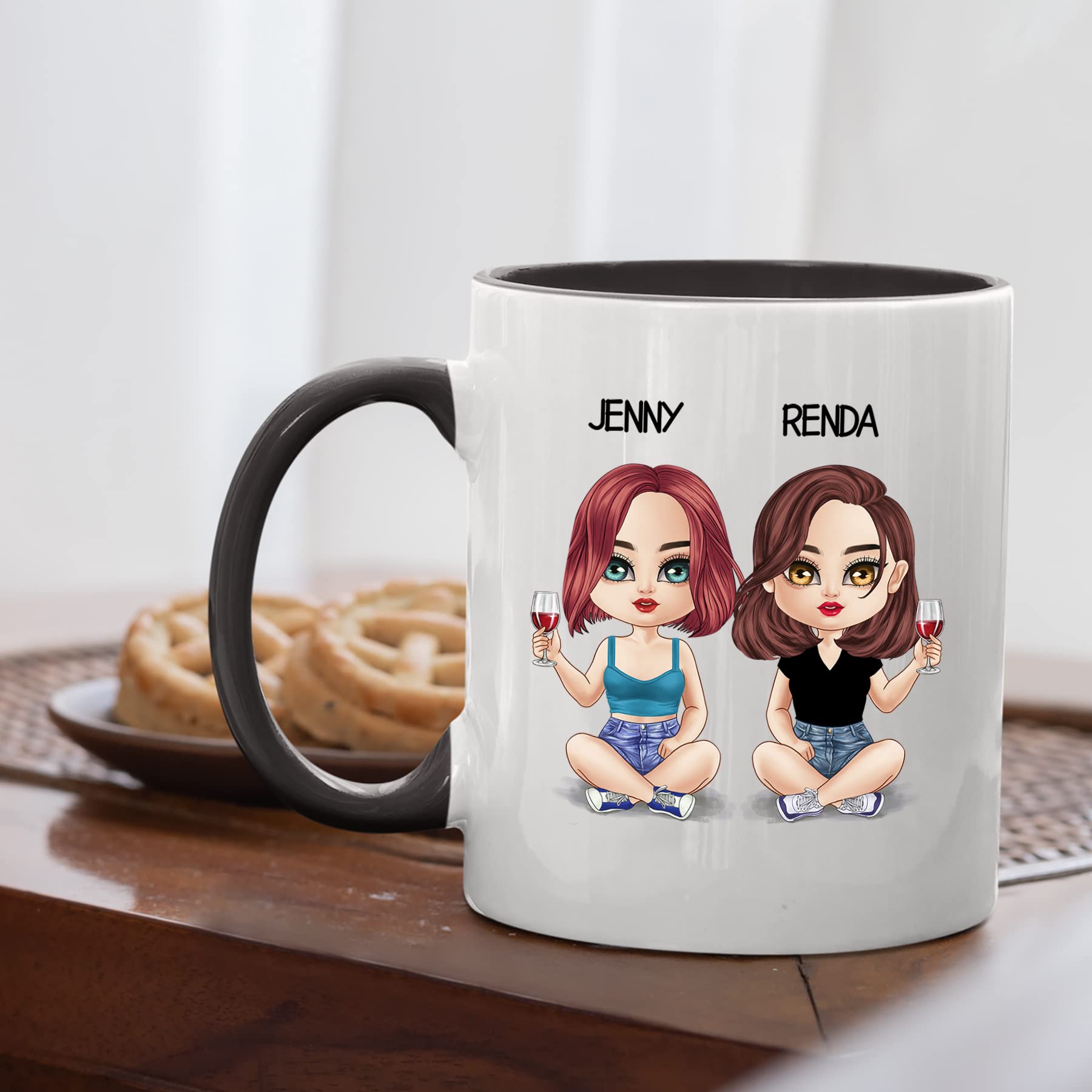 Personalized Best Friend Mugs for Women - Custom Name Coffee Cup Gift for BFF, Bestie & Long Distance Friendships - 11oz Ceramic Mugs for Coffee, Tea & Hot Drinks - Perfect for Birthdays, Anniversaries & Friendship Day Gifts