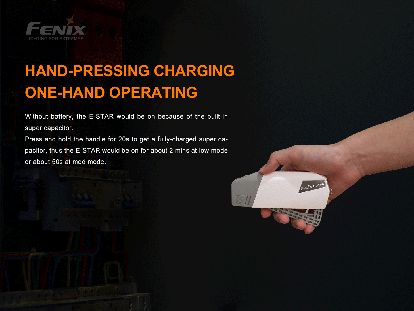Fenix E Star Portable Self-Powered Emergency LED Flashlight - Perfect for Camping, Hiking, Power Outages & Survival Kits