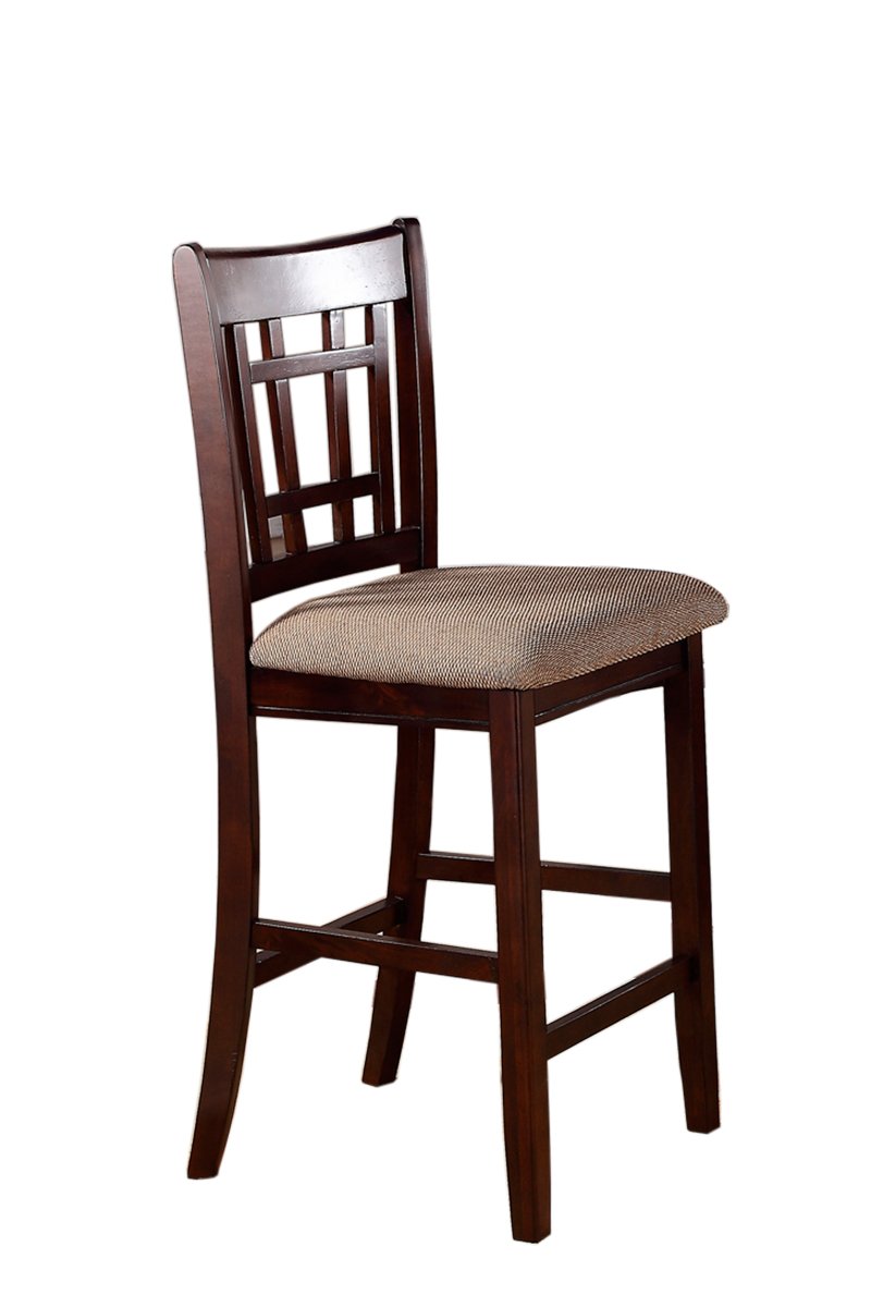 Poundex Pub High Chair - Adjustable Wooden Bar Stool with Footrest, Rosy Brown Finish - Perfect for Kitchen, Dining Room & Pub Settings