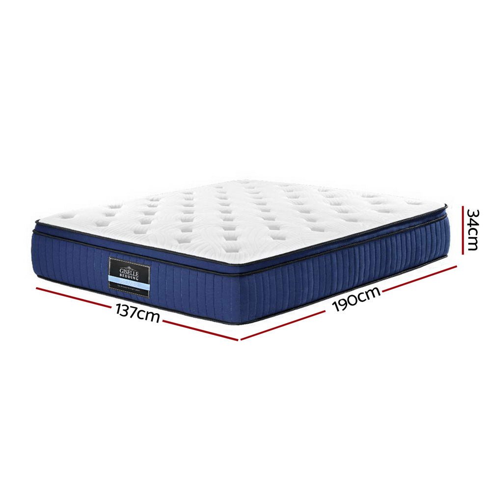 Franky Euro Top Cool Gel Pocket Spring Mattress - 34cm Thick Double Size for Ultimate Comfort | Perfect for Bedrooms, Guest Rooms & Apartments