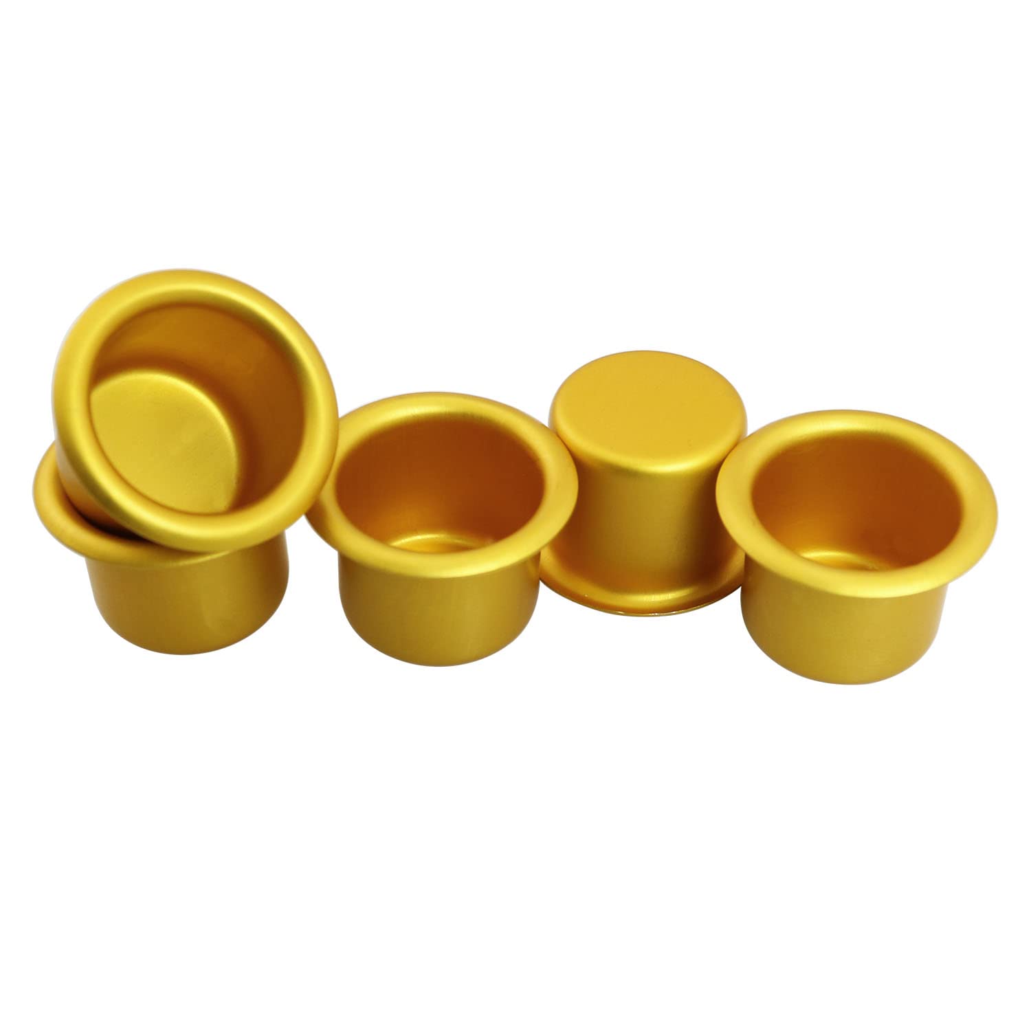 ZYAMY 10-Pack Gold Aluminum Candle Holders - 27mm Diameter, 18mm Height Candle Drip Protectors & Decorative Containers for Wedding, Party, Home Decor & Religious Ceremonies