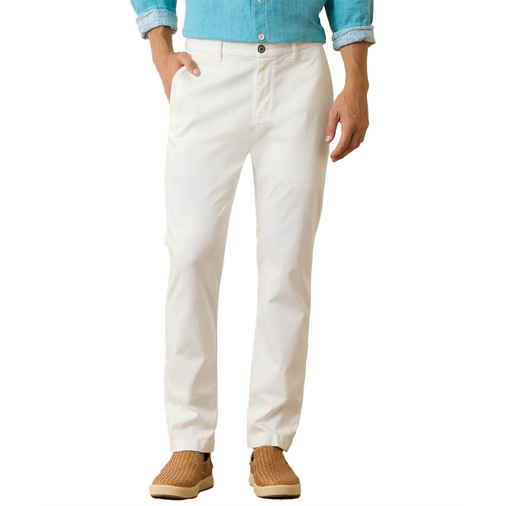 Tommy Bahama Men's Boracay Flat Front Pants - White | Lightweight Linen-Blend Casual Trousers for Summer, Beach & Resort Wear