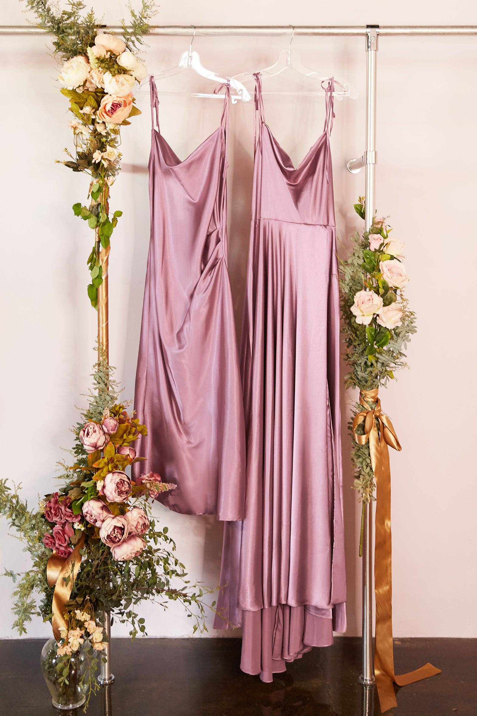 Cinderella Divine BD103 Satin Ruched Slit Leg Midi Dress - Elegant Party & Evening Wear for Women | Perfect for Weddings, Cocktails & Special Occasions