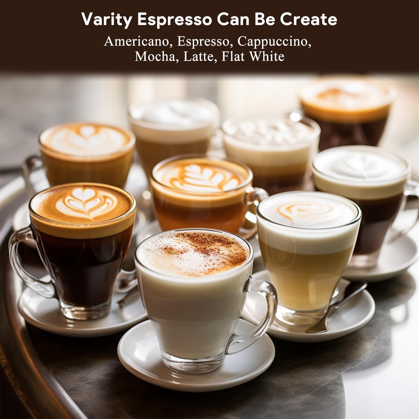 Professional Espresso Coffee Machine with Steam Milk Frother - Stainless Steel Home Espresso Maker for Cappuccino, Latte & Americano (60.8oz Removable Water Tank) | Perfect for Home Baristas & Coffee Lovers