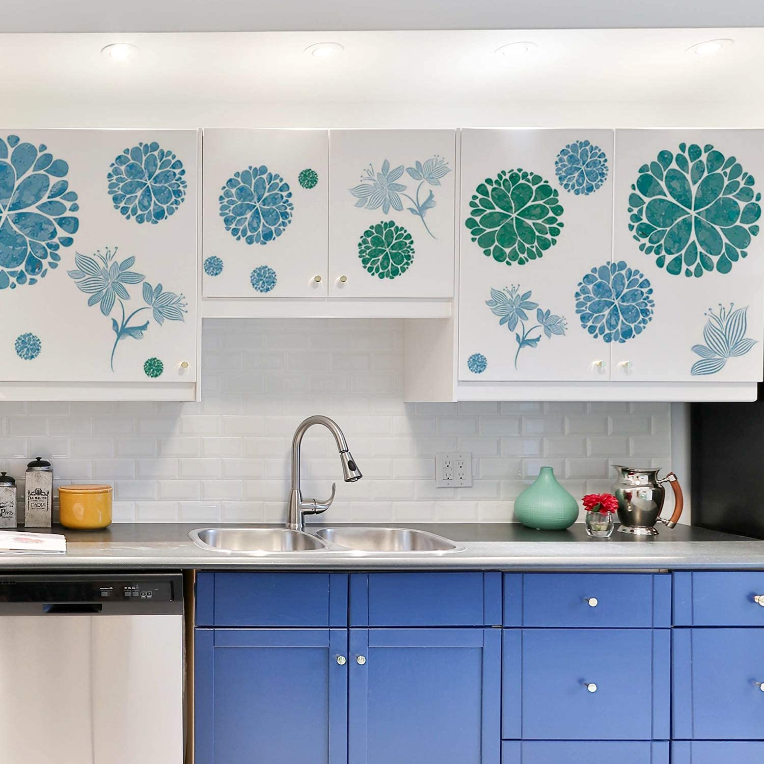 3D Blue Hydrangea Peel and Stick Wall Decal - Removable Flower Wall Sticker for DIY Home Decor | Girls Bedroom, Nursery, Living Room & Bathroom Wall Art | Perfect for Teens Room, Kids Room and Home Decoration