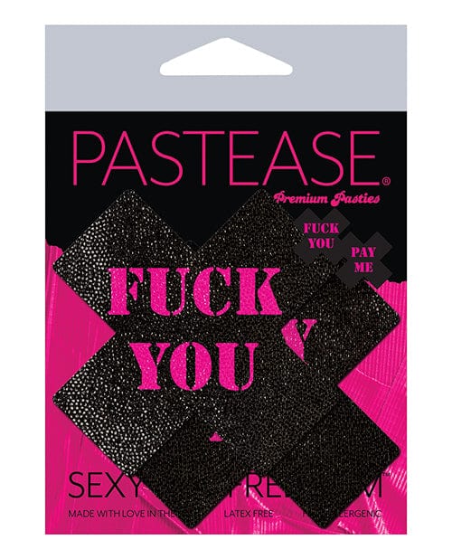 Pastease Premium 'F*ck You Pay Me' Cross Necklace - Black & Pink One Size - Gothic Jewelry for Punk Fashion & Rebellious Style