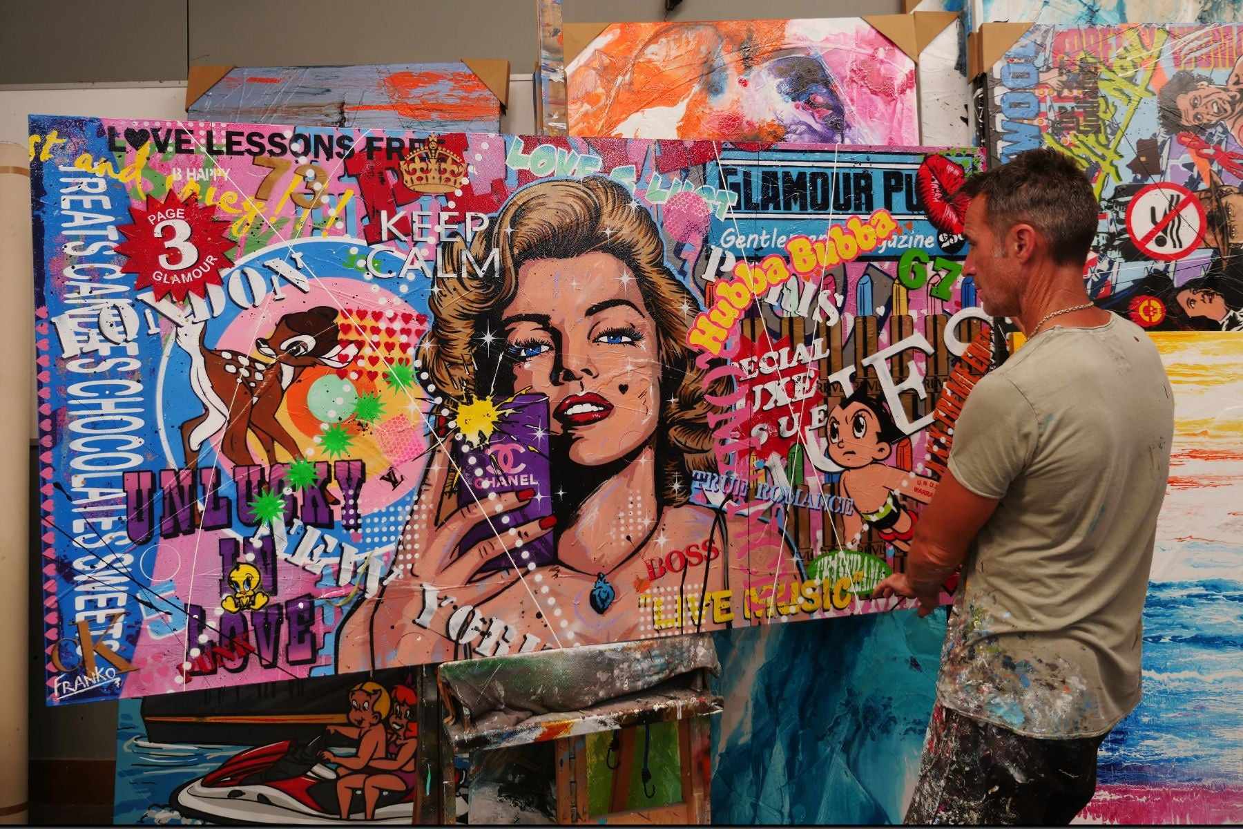 190cm x 100cm Marilyn Monroe Textured Urban Pop Art Canvas Painting - Modern Wall Decor for Living Room, Bedroom & Office