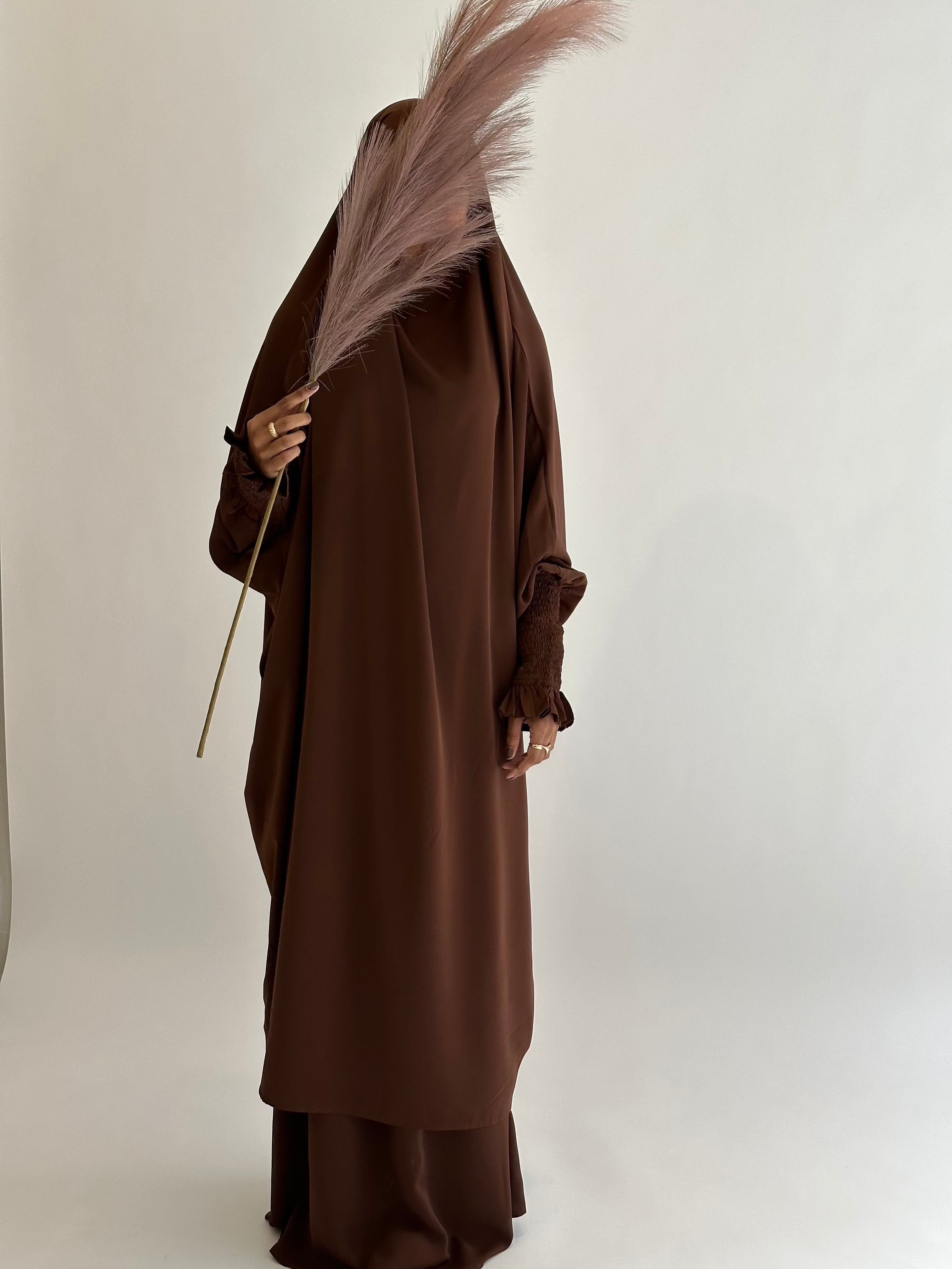 Medina 2-Piece Jilbab Set - Premium Brown Muslim Prayer Dress for Women | Perfect for Islamic Prayer, Mosque, and Modest Fashion