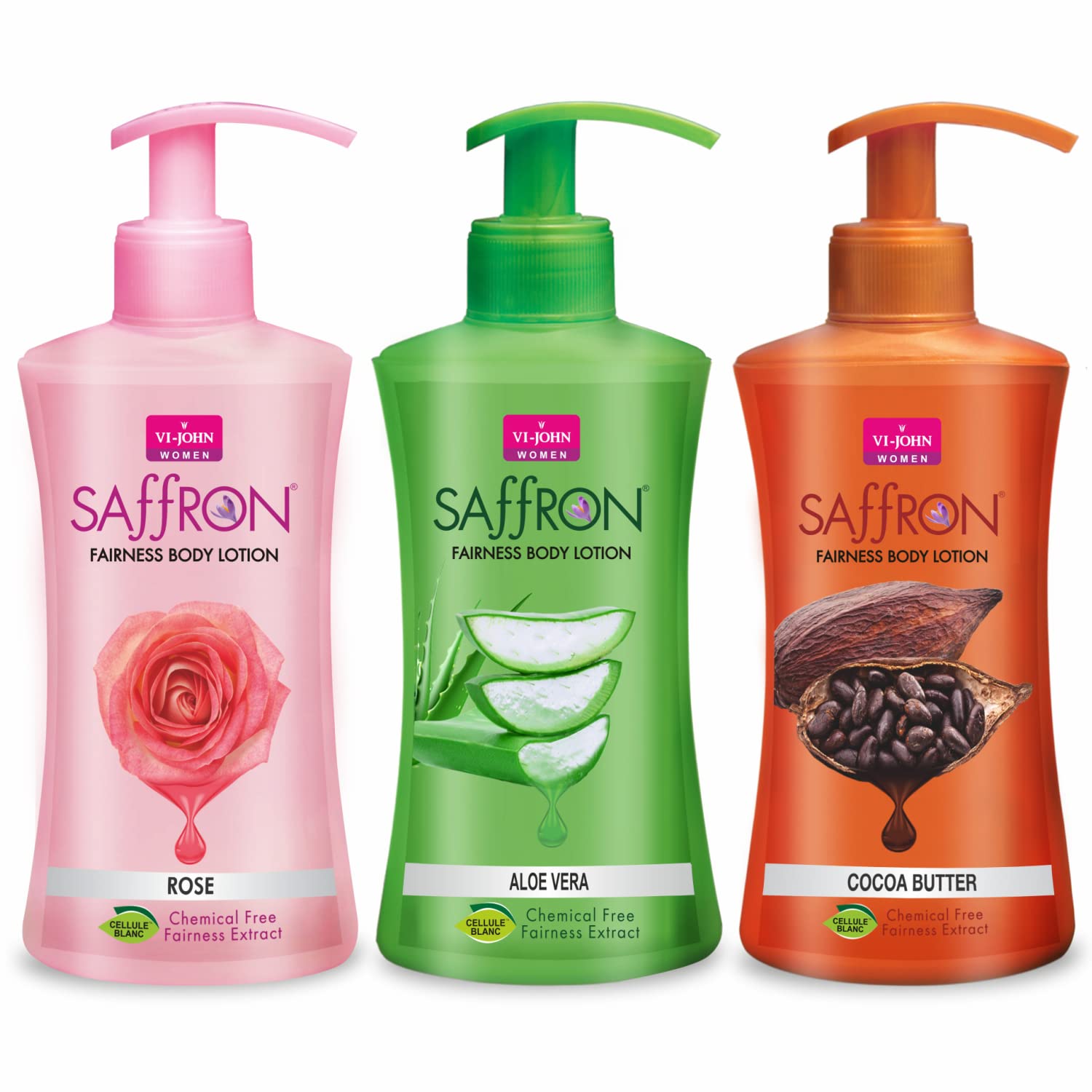 VI - JOHN Body Lotion Combo Pack of 3 (250ml Each) - Moisturizing Lotion for Men & Women with Rose, Aloe Vera & Cocoa Butter - Suitable for All Skin Types - Perfect for Daily Hydration, Dry Skin Care & Gift Sets