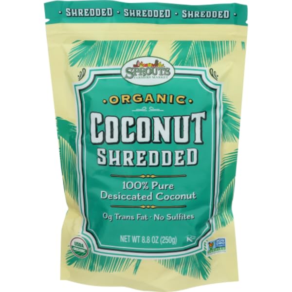 Organic Shredded Coconut - Unsweetened, Non-GMO, 8.8 oz (250g) - Perfect for Baking, Smoothies, Granola & Healthy Snacks