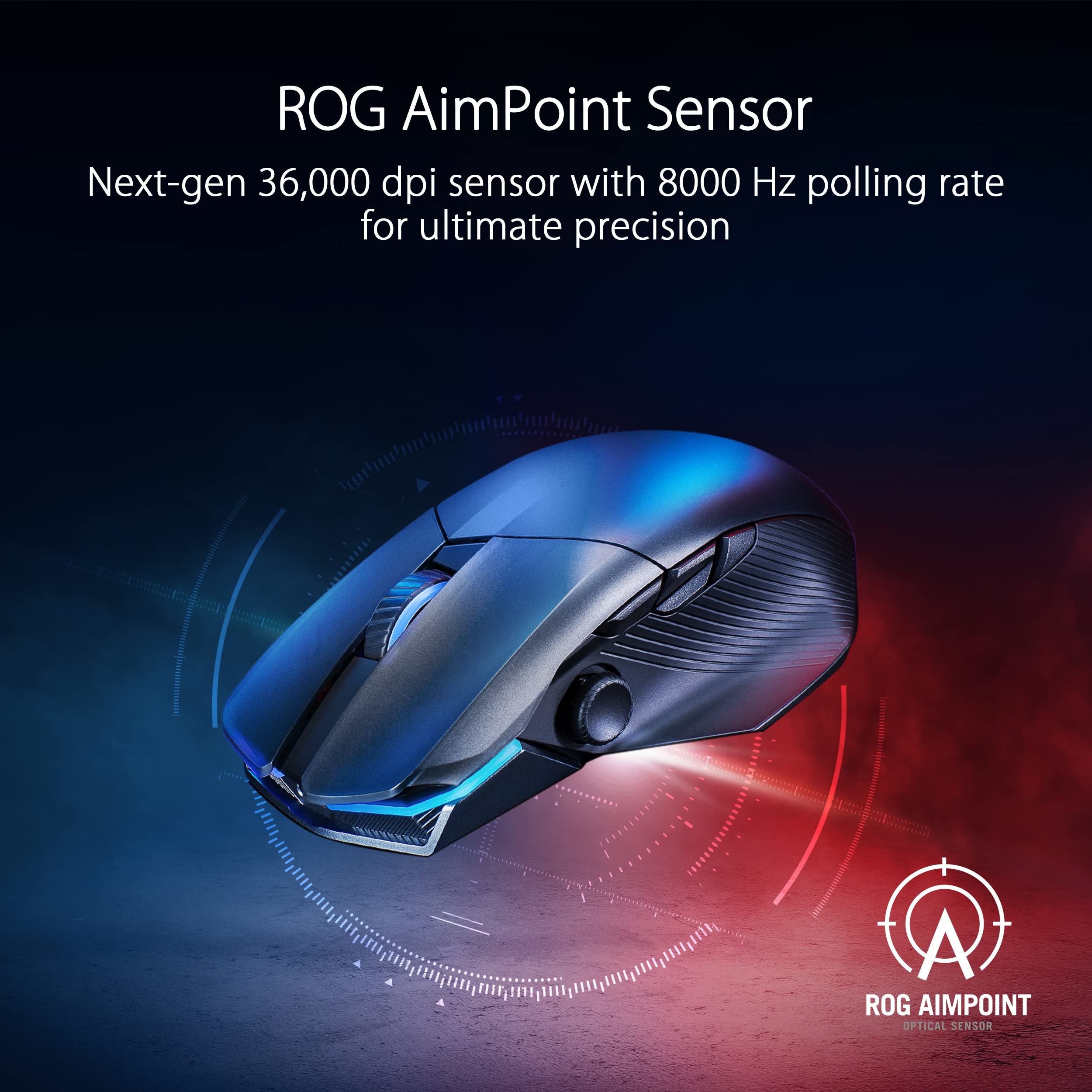 ASUS ROG Chakram X Origin Wireless Gaming Mouse - Tri-Mode Connectivity (2.4GHz/Bluetooth/Wired), 36000 DPI Optical Sensor, 11 Programmable Buttons, Detachable Joystick, Paracord Cable - Black | Perfect for FPS, MOBA & Esports Gaming