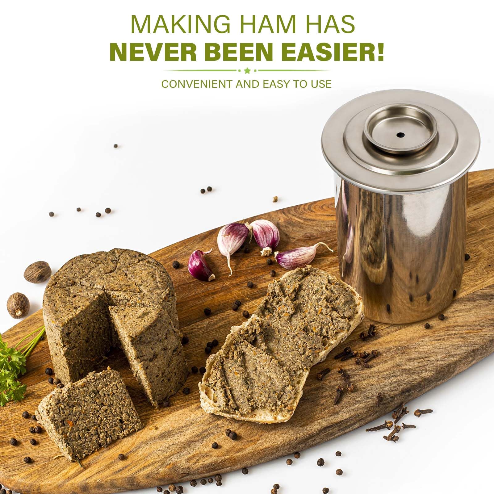 Professional Ham Maker & Meat Press - Stainless Steel Deli Meat Press with Built-in Thermometer for Homemade Lunch Meat, Sausage & Jerky | Perfect for Deli Shops, Home Kitchens & BBQ Parties