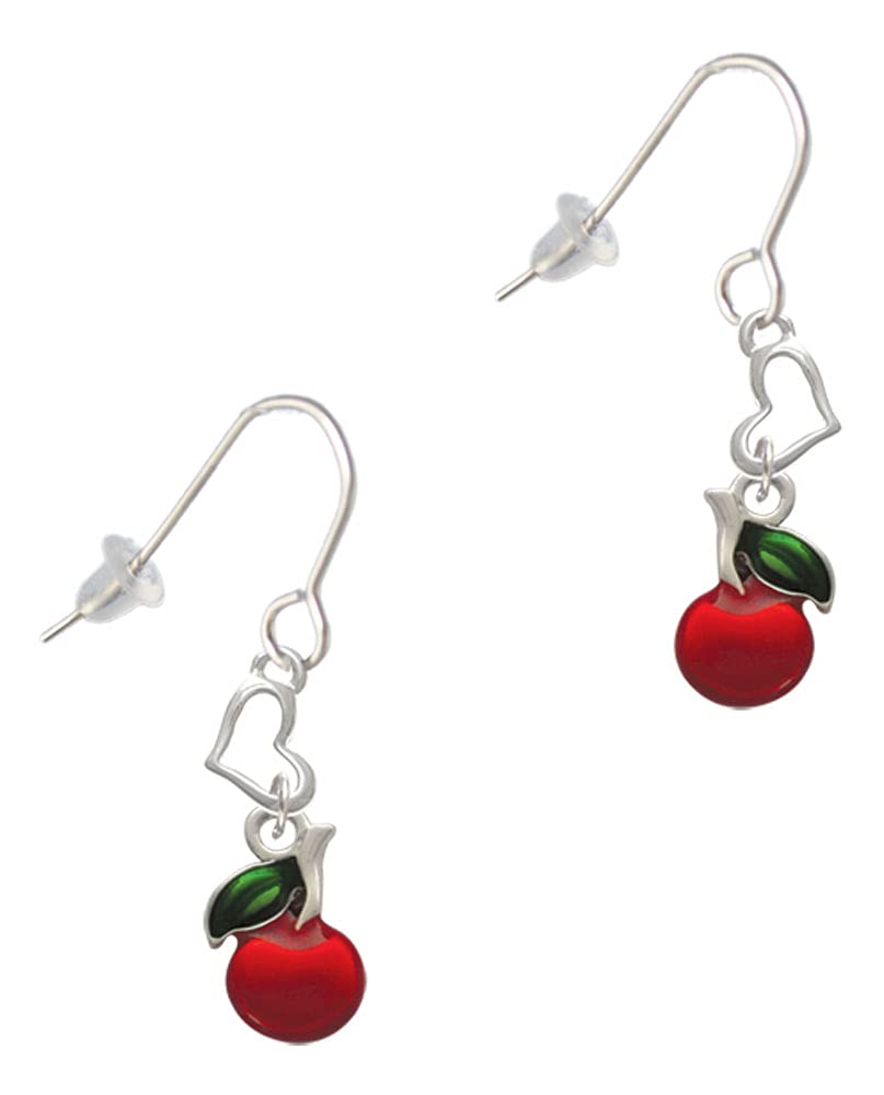 Silver Cherry Heart French Earrings for Women - Elegant & Romantic Jewelry