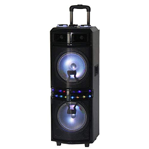 Portable PA Speaker System with Bluetooth - 500W Rechargeable Battery Powered Sound Speaker & Microphone Set, MP3/USB/SD/FM/AUX/RCA Input, DJ Lights - Ideal for Outdoor Parties, Events, DJ Performances, and Public Address - Pyle PADH122MPA