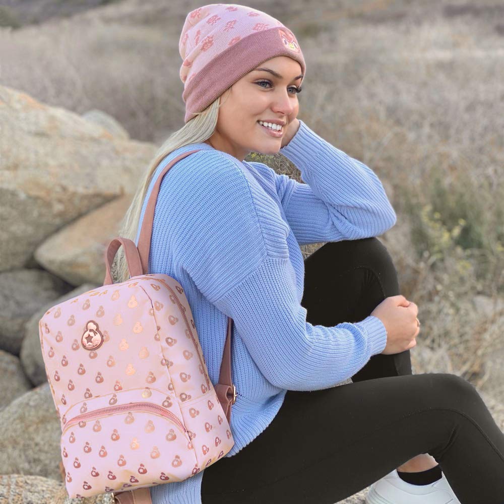 Official Nintendo Animal Crossing Collectors Set - Rose Gold Island Mini Backpack Switch Case, Celeste Floral Knit Beanie & Lapel Pins for Nintendo Switch | Perfect for Gaming, Cosplay & Collectors