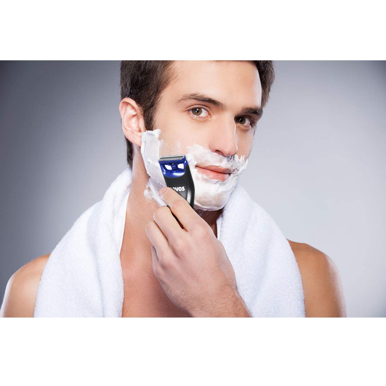POVOS One-Blade Beard Trimmer for Men - Waterproof Electric Shaver for Face & Body Hair Removal - Precision Stubble Grooming Kit - Perfect for Travel, Gym & Daily Grooming Routine