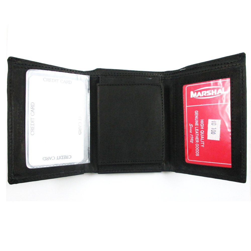 Genuine Leather Wallet for Sheriff & Police Officers - ID Holder with Security Shield - Black Case for Badge & Credentials | Perfect for Law Enforcement, Security Guards & First Responders