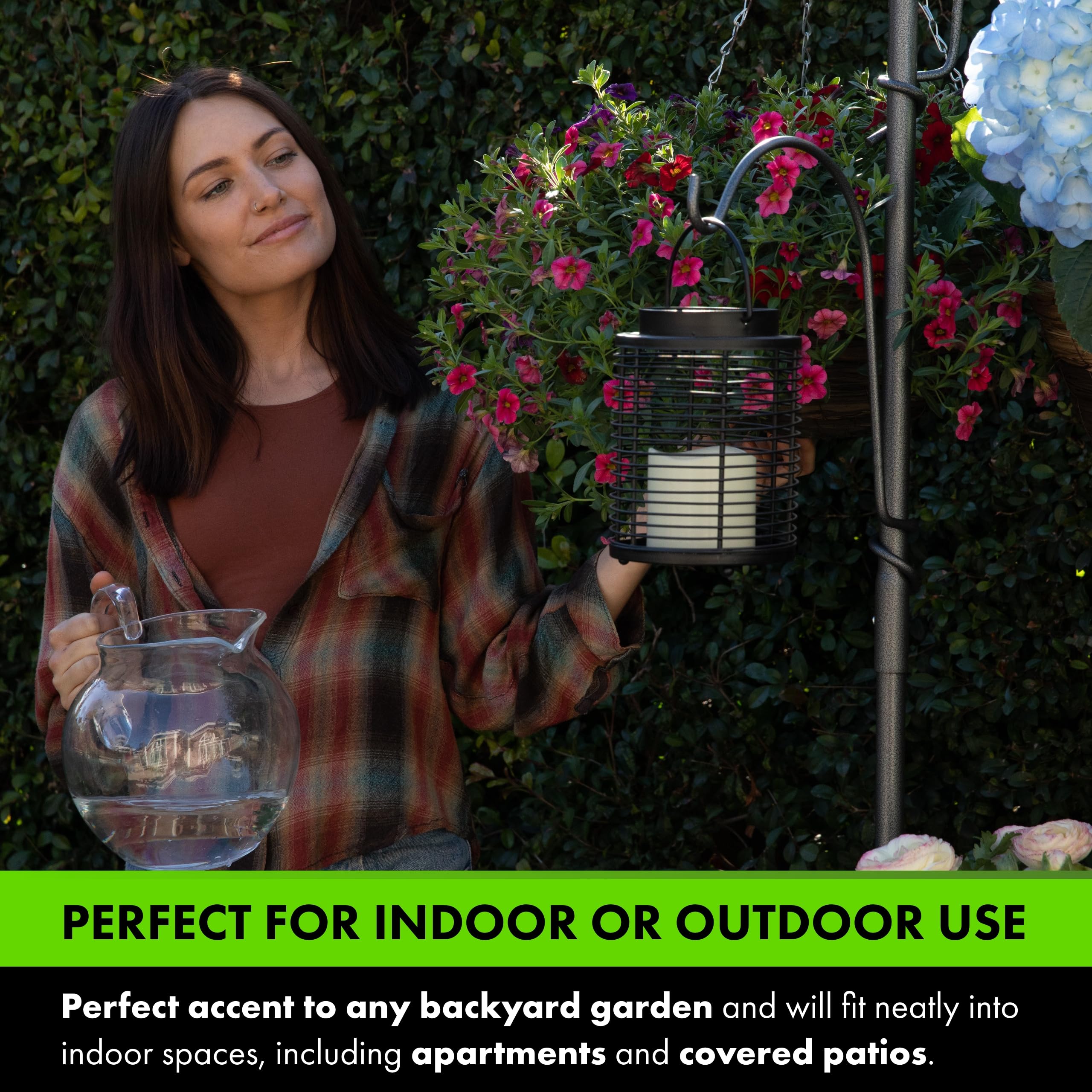 Yard Butler YT-5 Heavy Duty Garden Hanging Tree with 3 Shepherd Hooks & 2 Circular Plant Holders - Sturdy Steel Pole & Anti-Tip Base for Indoor/Outdoor Plants - Perfect for Patio, Balcony, Deck, and Home Decor