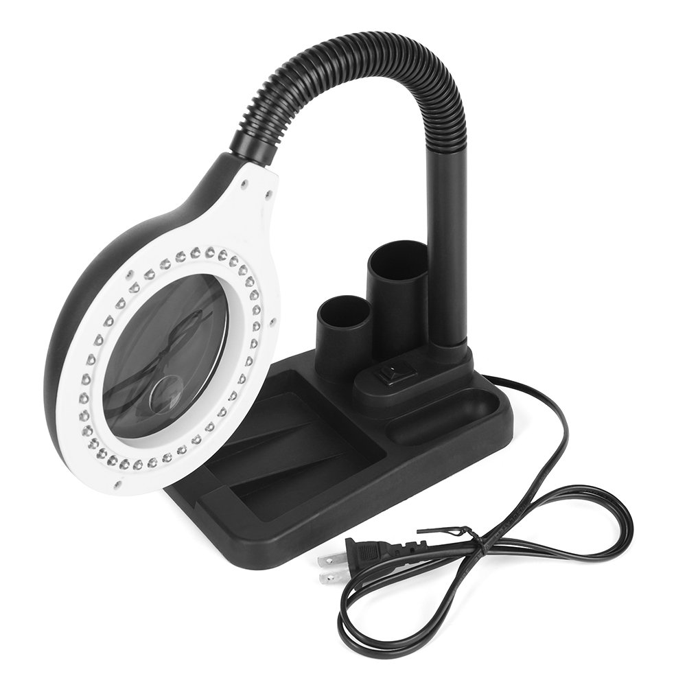5X 10X Magnifying Glass Desk Lamp with 40 LED Lights - Bright Illumination for Crafts, Reading & Precision Work - Ideal for Jewelry Making, Watch Repair & Hobby Projects